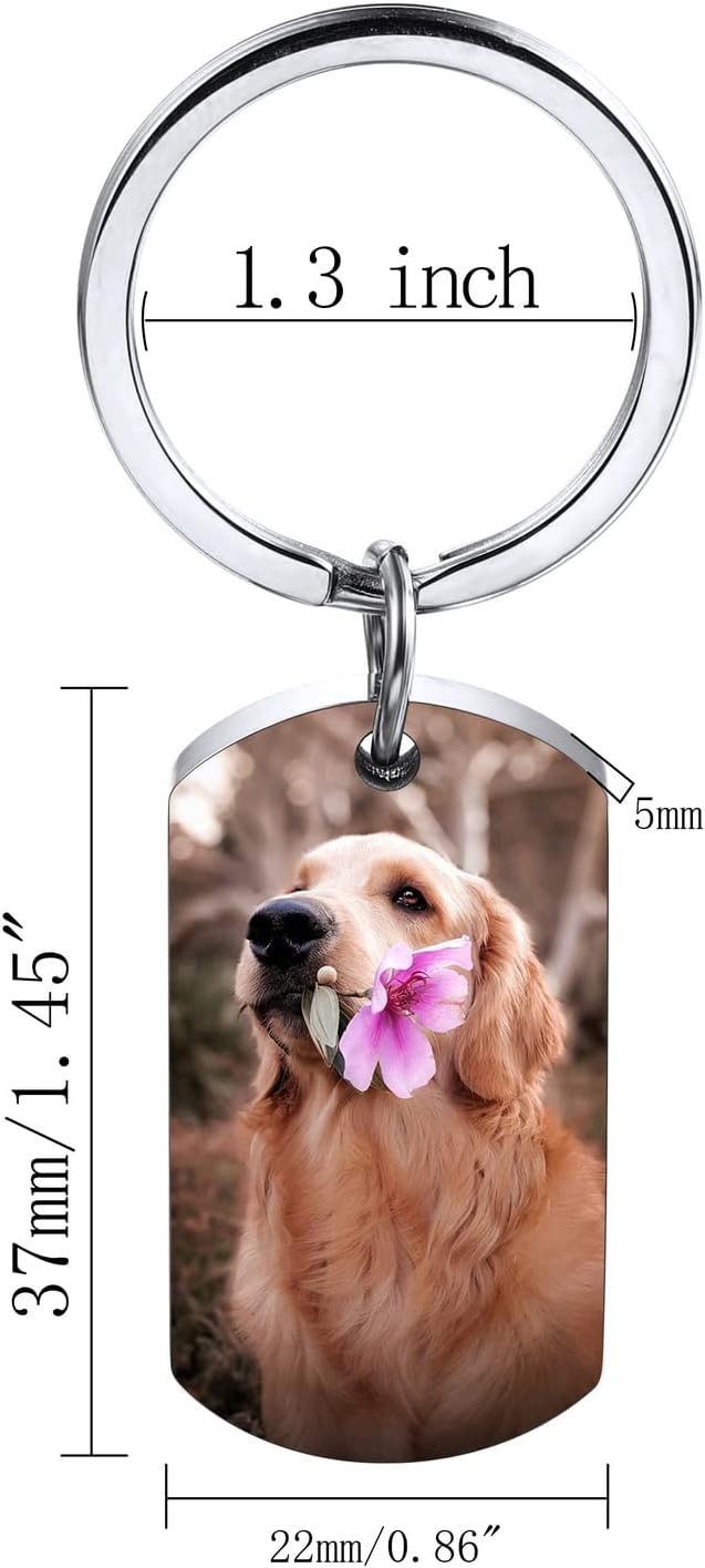 Personalized Cremation Urn Keychain for Pet Human Ashes Custom Photo/Name/Date Dog Cat Paw Print Pendant Stainless Steel Keyring Memorial Keepsake Keychain for Women Men (Style A1)