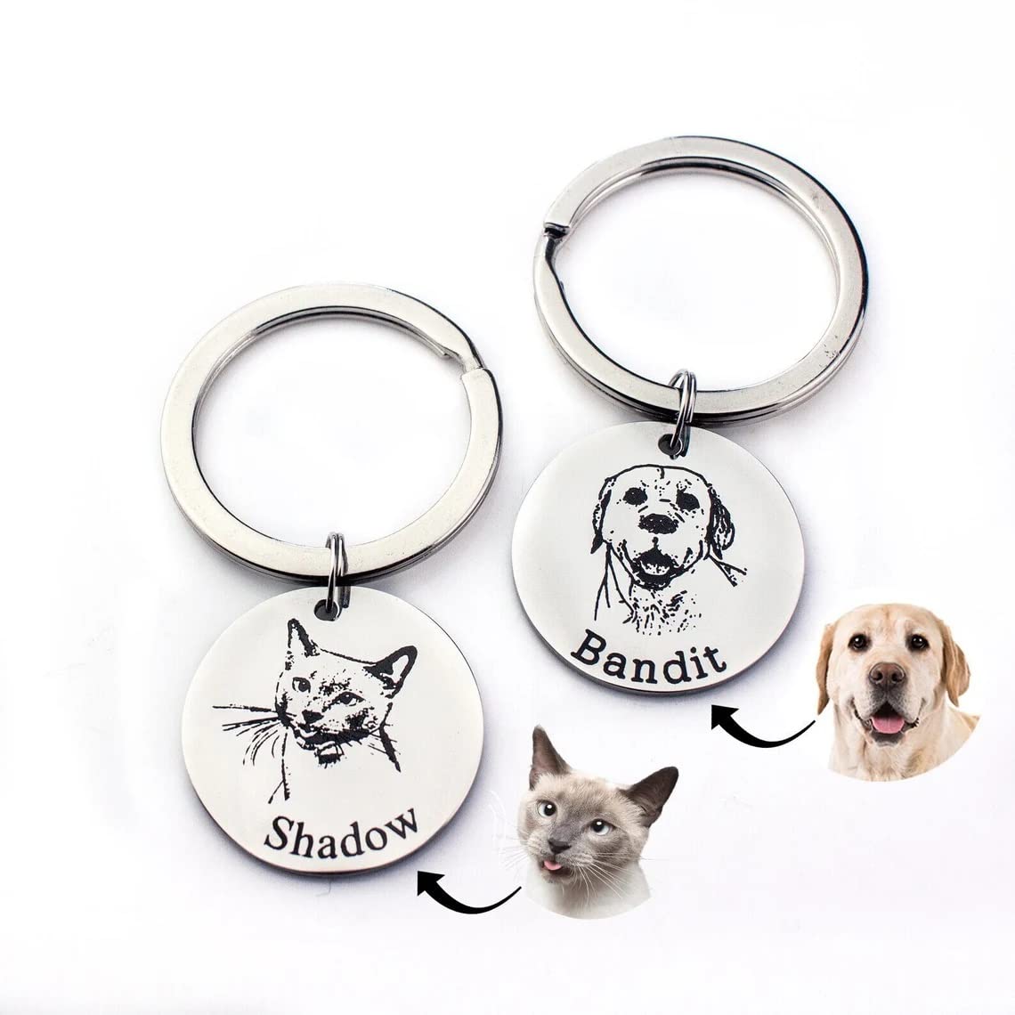 Custom Pet Portrait Dog Keychain for Mom Dog and Cat Keychain Pet Lover Personalized Gift Dog Mom Keychain Dog Pet Gifts Custom Keychains