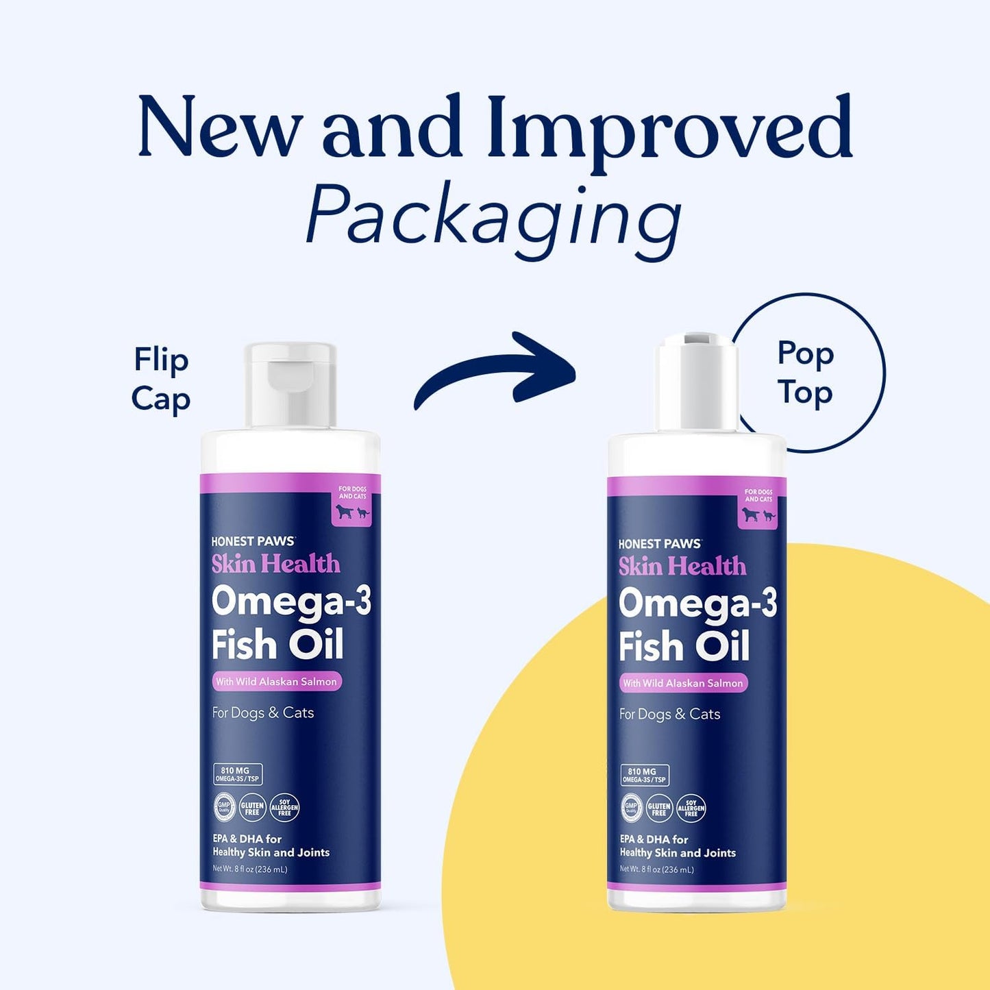 Honest Paws Wild Alaskan Salmon Oil for Dogs & Cats – Omega 3 Fish Oil Supplement for Skin, Coat, Joint & Heart Health – Natural, Sustainably Sourced, 8 oz