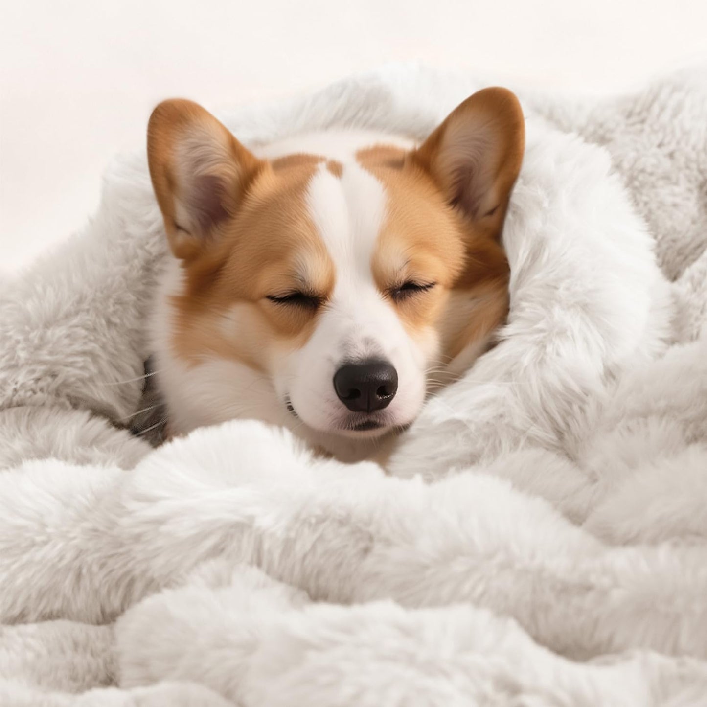 Dog Blanket Ultra Soft Fuzzy Faux Fur Cat Blankets for Indoor Cats Faux Fur Machine Washable Reversible Pet Throw Protector for Couch Furniture 28"X 22" White