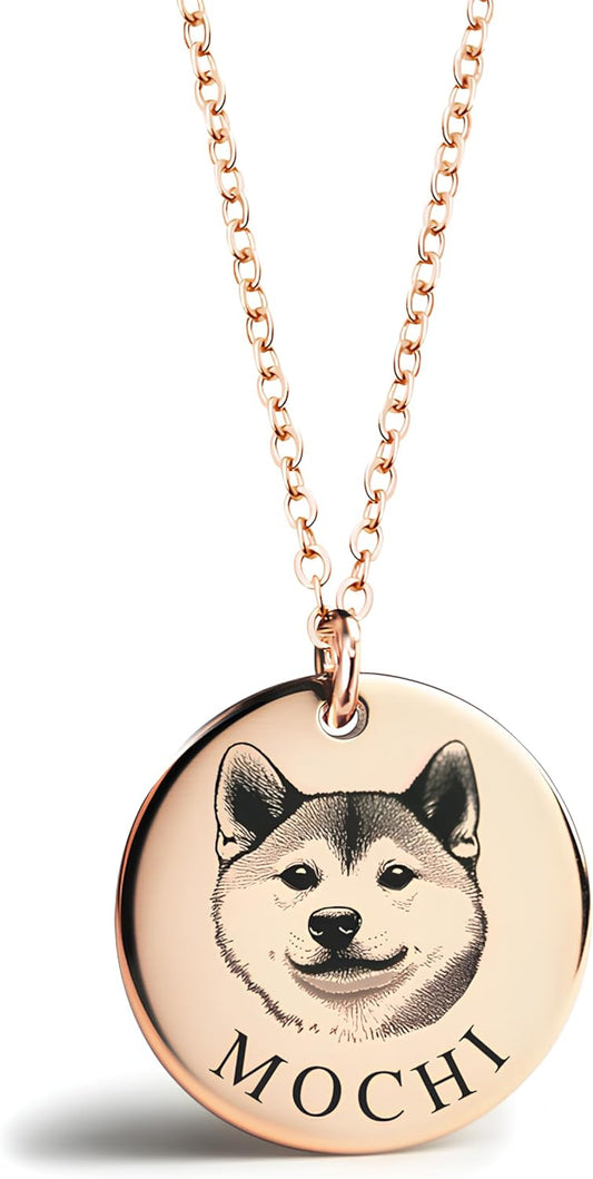 MignonandMignon Personalized Pet Portrait Necklace – Custom Jewelry Gift for Dog or Cat Lovers Unique Holiday Gifts for Her -LCN-AP