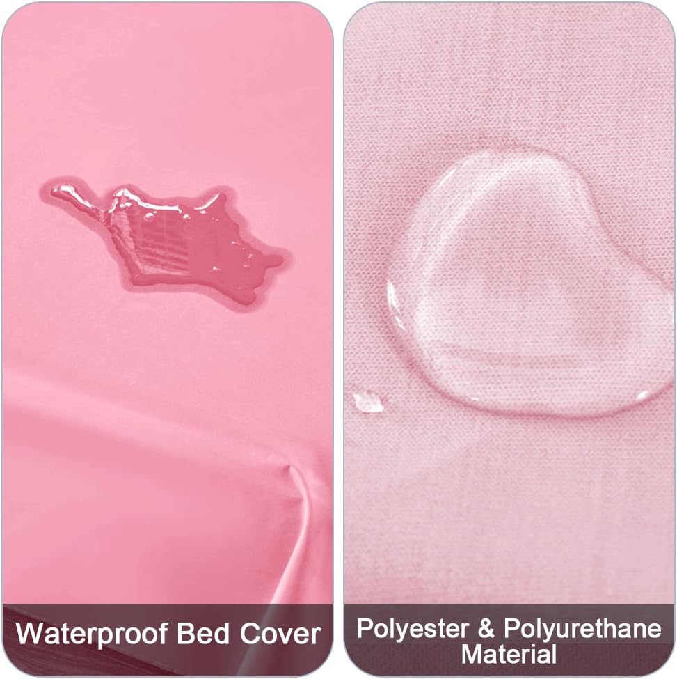 DUJUIKE Waterproof Bed Cover for Dog and Cats,Pet Hair Resistant Bed Sheet Cover, Protective Bed Liner Cover with 100% Waterproof Breathable Thin Fabric (Pink, Queen 78 * 90 inch)