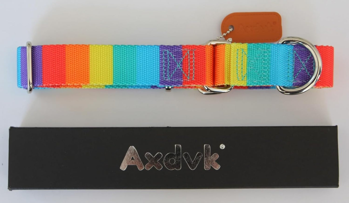 Martingale Dog Collar Colorful Gradient Fashionable - Anti-Escape Soft Durable Pets Collar for Walking Training Outdoor Daily Use -Small, Sunny Rainbow