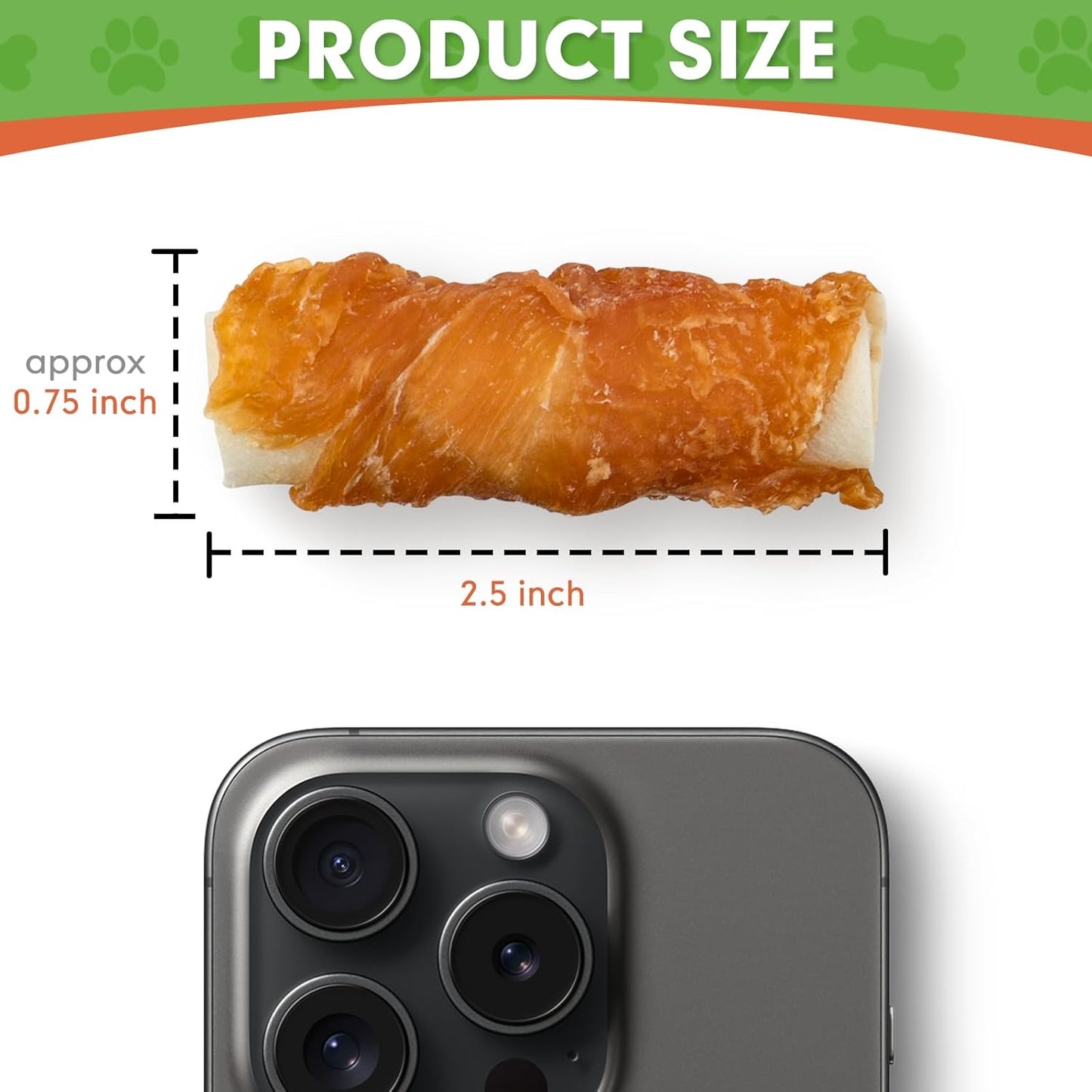 MON2SUN Dog Treats, 2.5 Inch Chicken Wrapped Rawhide Rolls, Teeth Cleaning Chews with High Protein for Small Dogs, 21.2 oz (32 Count - Pack of 1)