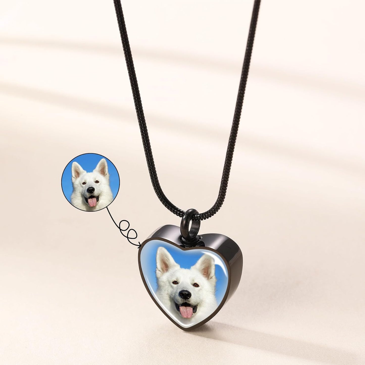 MeMeDIY Personalized Heart Paw Print Ashes Urn Pendant Necklace Custom Name/Photo/Date for Women Men Pet Lover Stainless Steel Memorial Dog Cat Pet Keepsake with Funnel Fill Kit Angel Wing