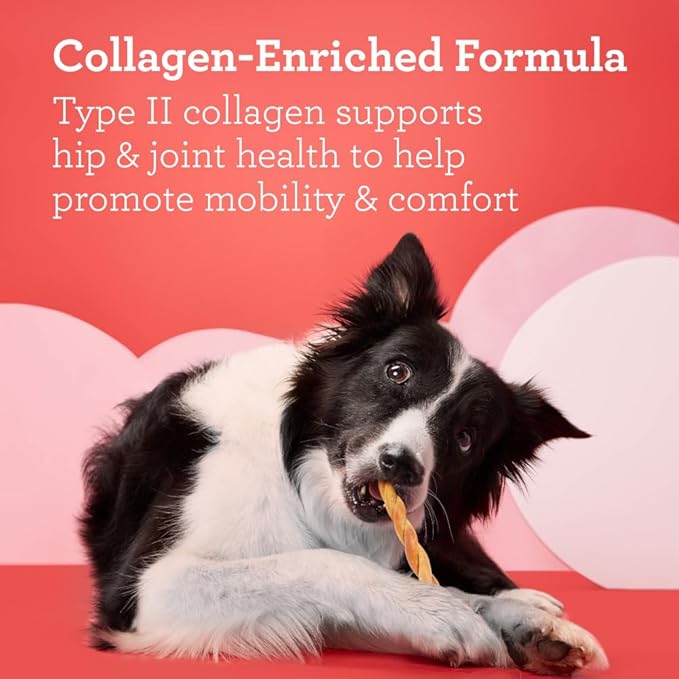 DreamBone CollaYUMS Twists Plus Collagen Chews for Dogs, 20 Count, Treat Your Dog to Rawhide-Free Chews Made with Chicken, Vegetables and Peanut Butter