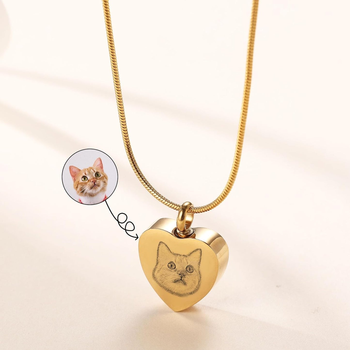 MeMeDIY Personalized Heart Paw Print Ashes Urn Pendant Necklace Custom Name/Photo/Date for Women Men Pet Lover Stainless Steel Memorial Dog Cat Pet Keepsake with Funnel Fill Kit Angel Wing