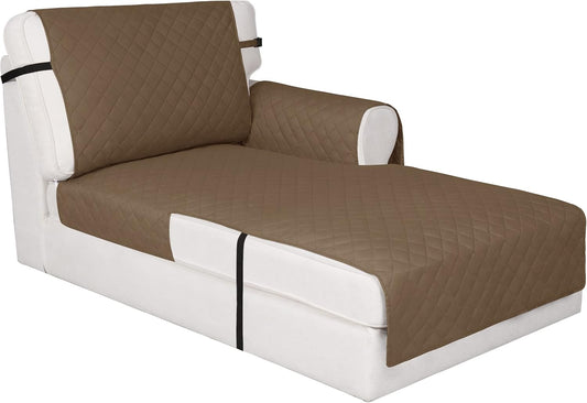 Easy-Going Reversible Chaise Lounge Couch Cover Water Resistant Sofa Cover Sectional L Shaped Sofa Slipcover with Adjustable Straps Furniture Protector for Dogs (115X34 in, Camel/Camel)