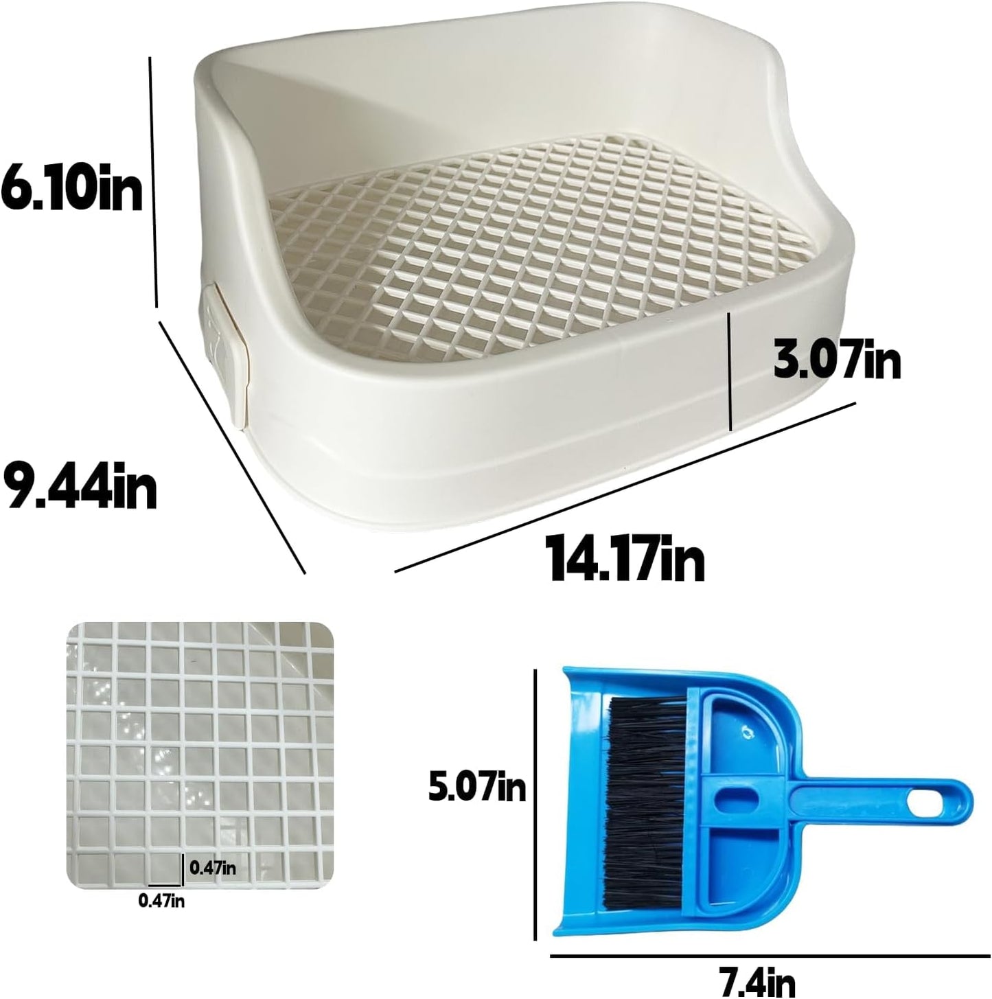 Tfwadmx Rabbit Litter Box Bunny Potty Training Litter Boxes Guinea Pig Corner Bedding Box Small Animal Toilet for Ferret,Chinchilla,Galesaur(White)