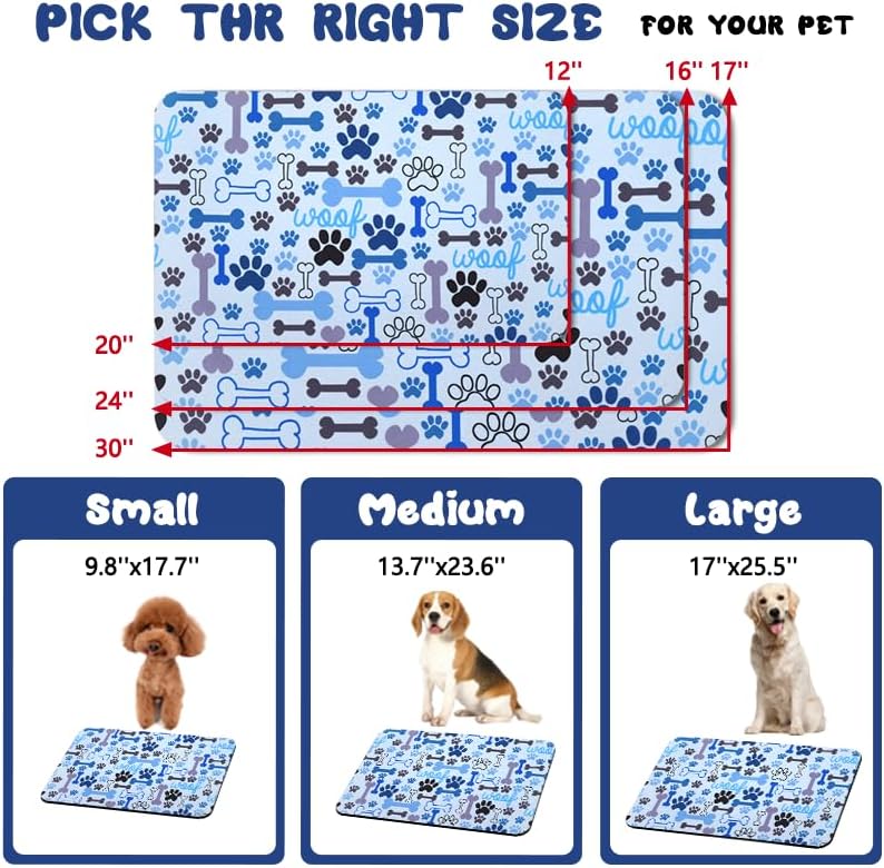 Dog Food Mats for Floors Waterproof, Pet Water Bowl Mats Pet Feeding Absorbent Placemats Blue 24 * 32 inch