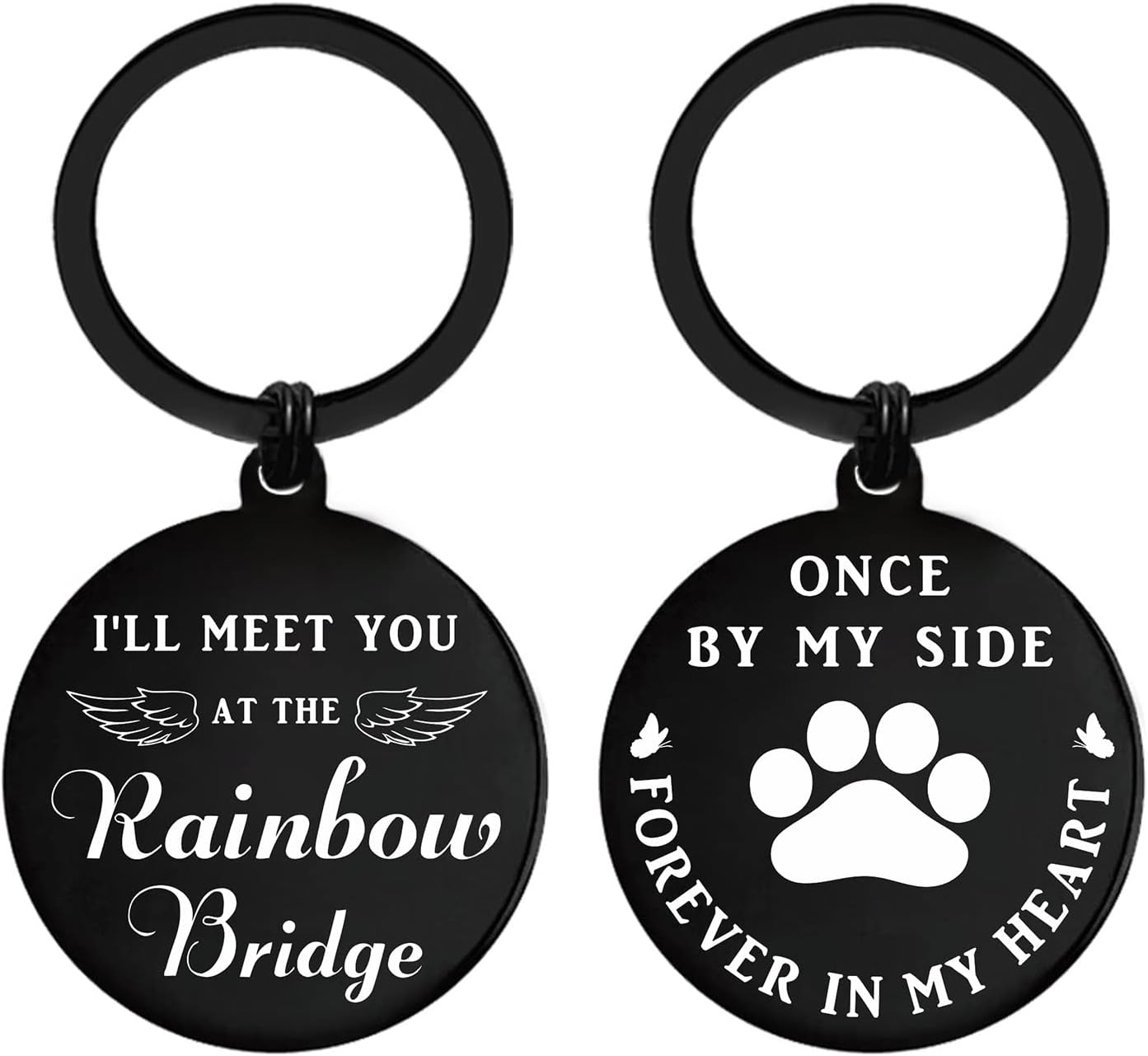 ENGZHI Rainbow Bridge Pet Memorial Keychain Gifts - Once By My Side Forever In My Heart - Loss of Pet Sympathy Bereavement Gift Dog Cat