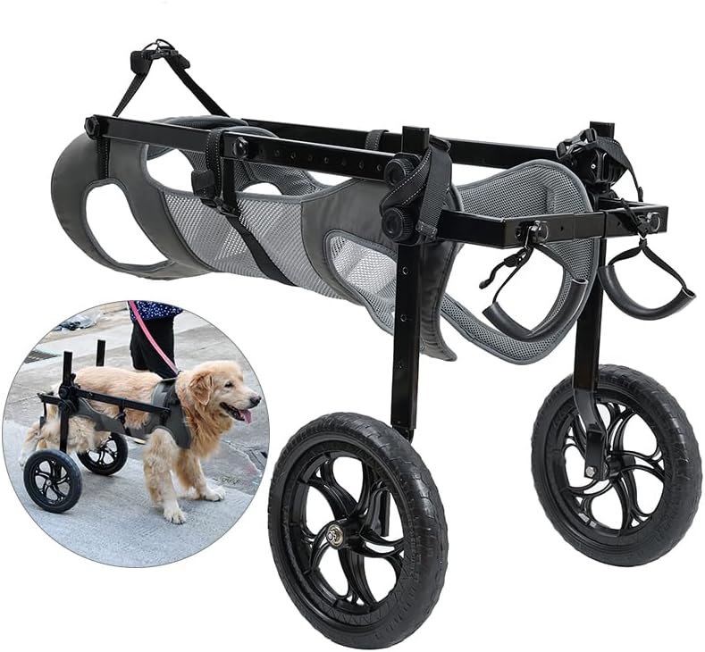 Dog Wheelchair for Back Legs, Light Weight Dog&Cat&Pets Wheelchair Cart with Disabled Hind Legs Walking, Adjustable Doggy Wheelchair Cart with Wheels for Back Legs