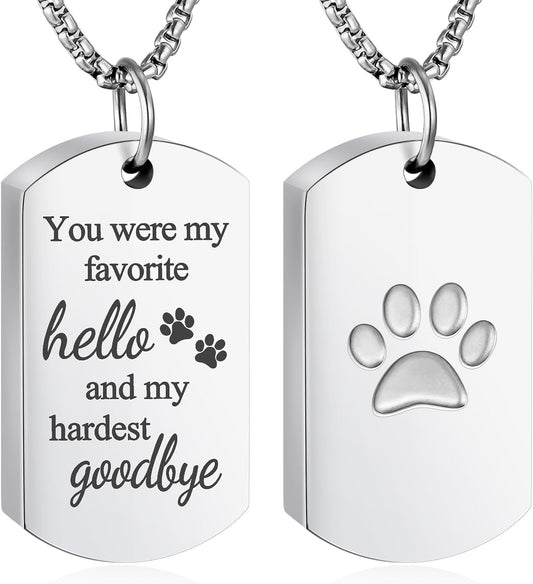 abooxiu Cremation Jewelry for Ashes Urn Necklace for Ashes Memorial Dog Ashes Necklace Cremation Necklace Pet Keepsake Necklace Pawprint Ashes Holde Necklace