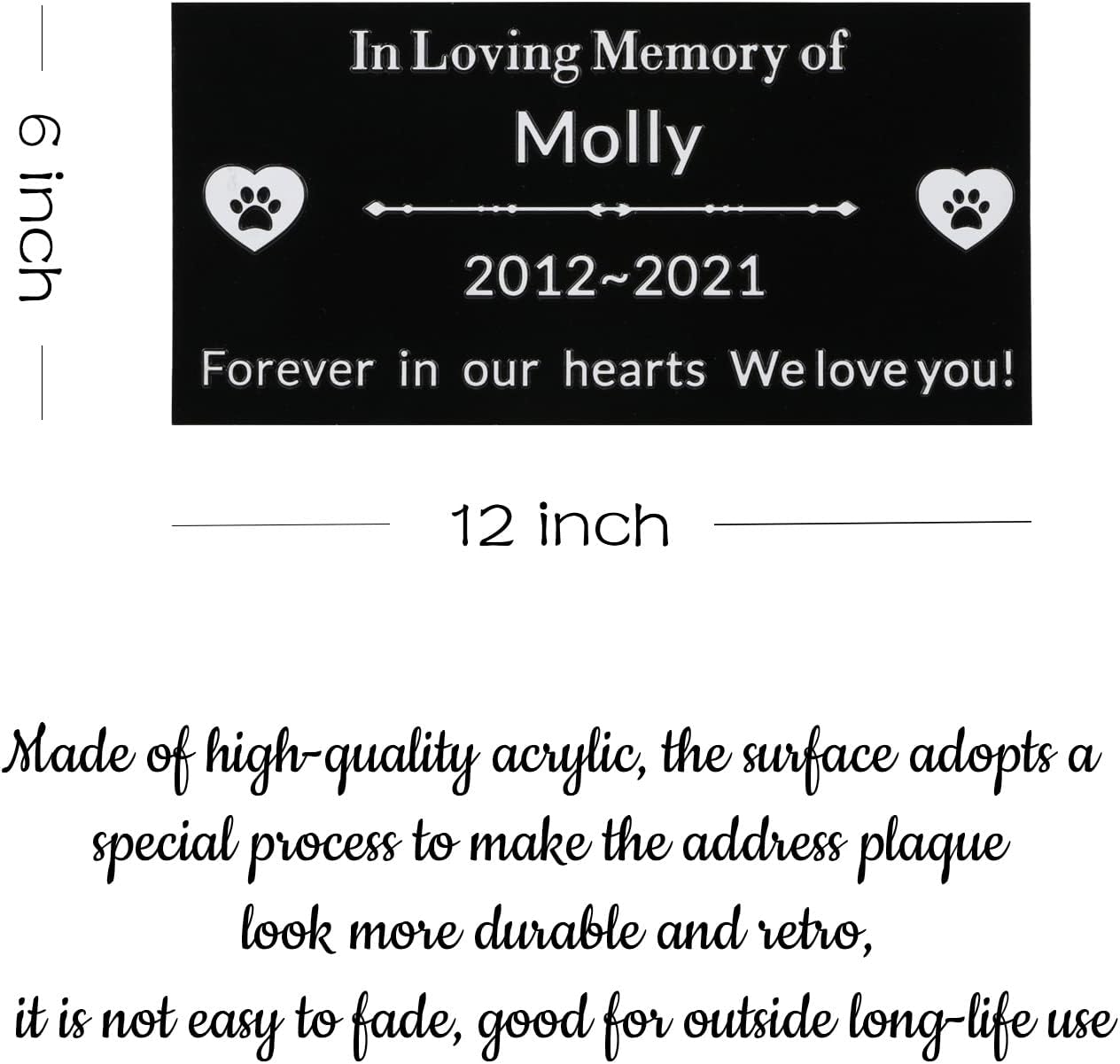 Pet Memorial Stone Cat Dog Pet Memorial Personalized Pet Grave Markers Customized Pet Grave Markers with Pet Name are a Sympathy Gift for The Loss of a Pet (Acrylic)