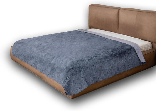 Dogs/Cats Bed Mats, Dog Pad Washable Removable Couch Cover with Anti-Slip Back, Plush Long Fur Mat, Perfect for Small, Medium and Large Dogs.(Navy Blue, 68"x82")