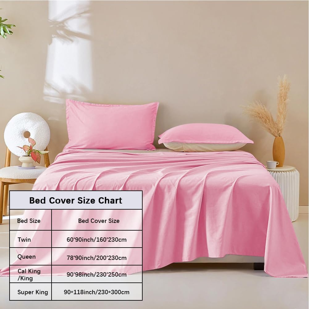 DUJUIKE Waterproof Bed Cover for Dog and Cats,Pet Hair Resistant Bed Sheet Cover, Protective Bed Liner Cover with 100% Waterproof Breathable Thin Fabric (Pink, King 98 * 90 inch)