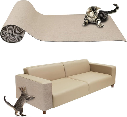 Large 118.1"x15.8" Cat Scratching Mat - Carpet with Self-Adhesive Trimmable-Adhesive Carpet, Cat Scratch Furniture Protector Replacement for Cat Tree Shelf Shelves Couch Furniture DIY Protector