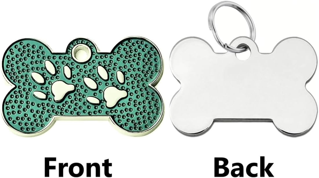Personalized Dog Cute Paw Pet ID Tag for Pet Collar or Key Chain - cat Name tag, Personalized cat id tag, Kitten Name tag, Kitten id tag (Bone-Shaped-Small: Ocean Blue)