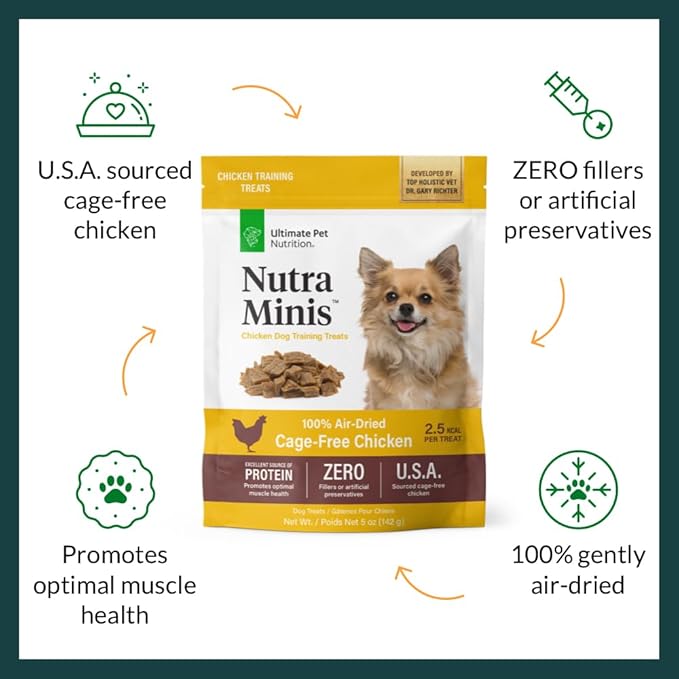 ULTIMATE PET NUTRITION Nutra Minis Dog Air-Dried Training Treats (5 oz) (Chicken)