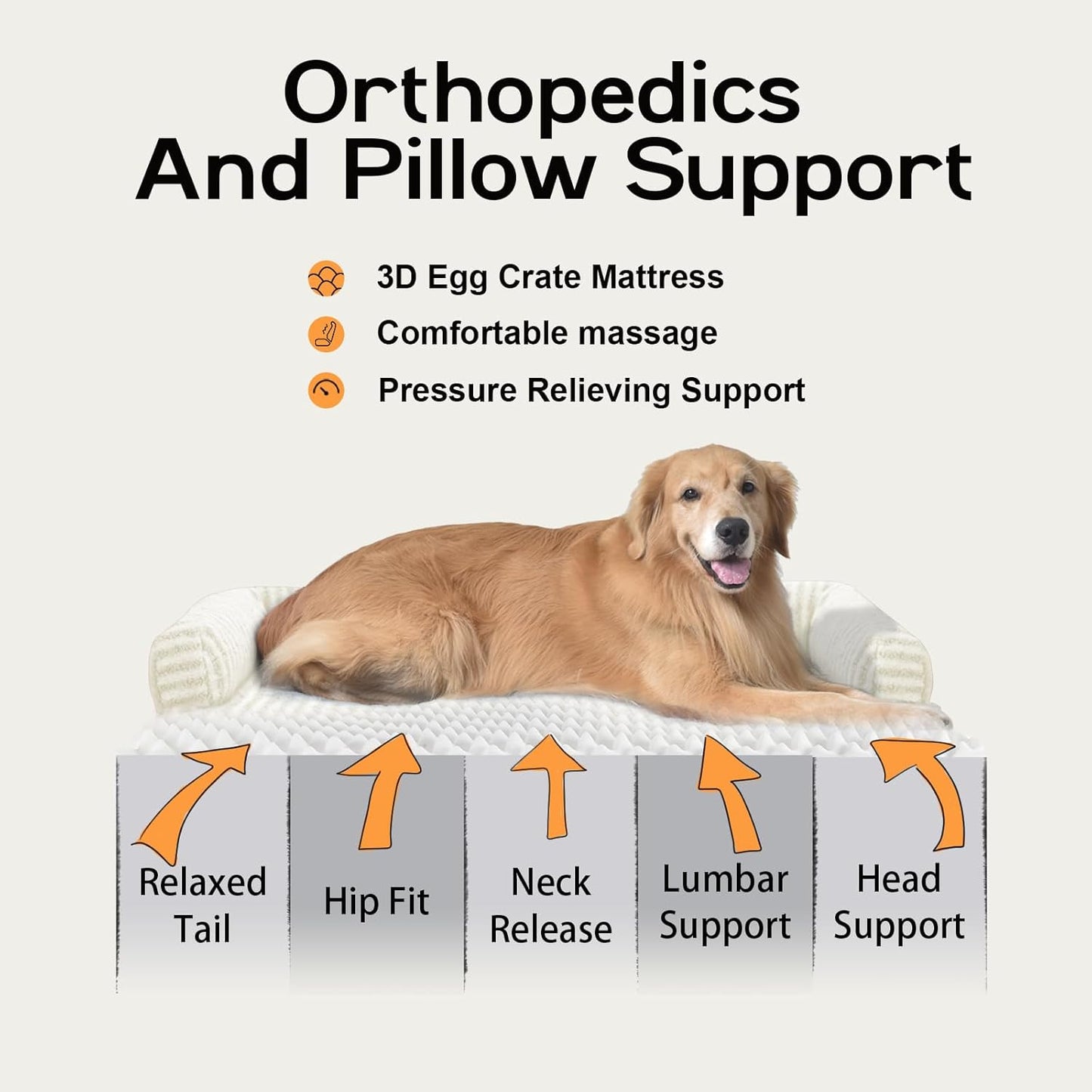 Dog Beds Large Size Dog, Waterproof Memory Foam Large Dogs Bed with Sides, Non-Slip Bottom and Orthopedic Foam Pet Couch Bed with Washable Removable Cover