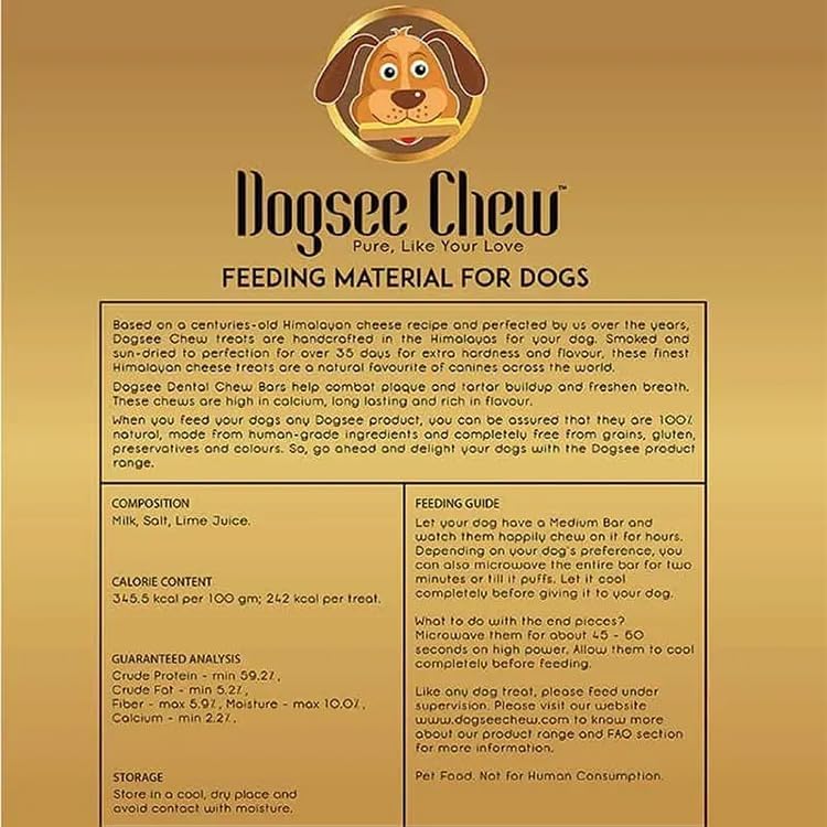Dogsee Original Himalayan Yak Chews for Dogs (Medium - 2 Bars) | 100% Natural | Dog Treats Healthy | No Grain, No Gluten | for Teeth Cleaning