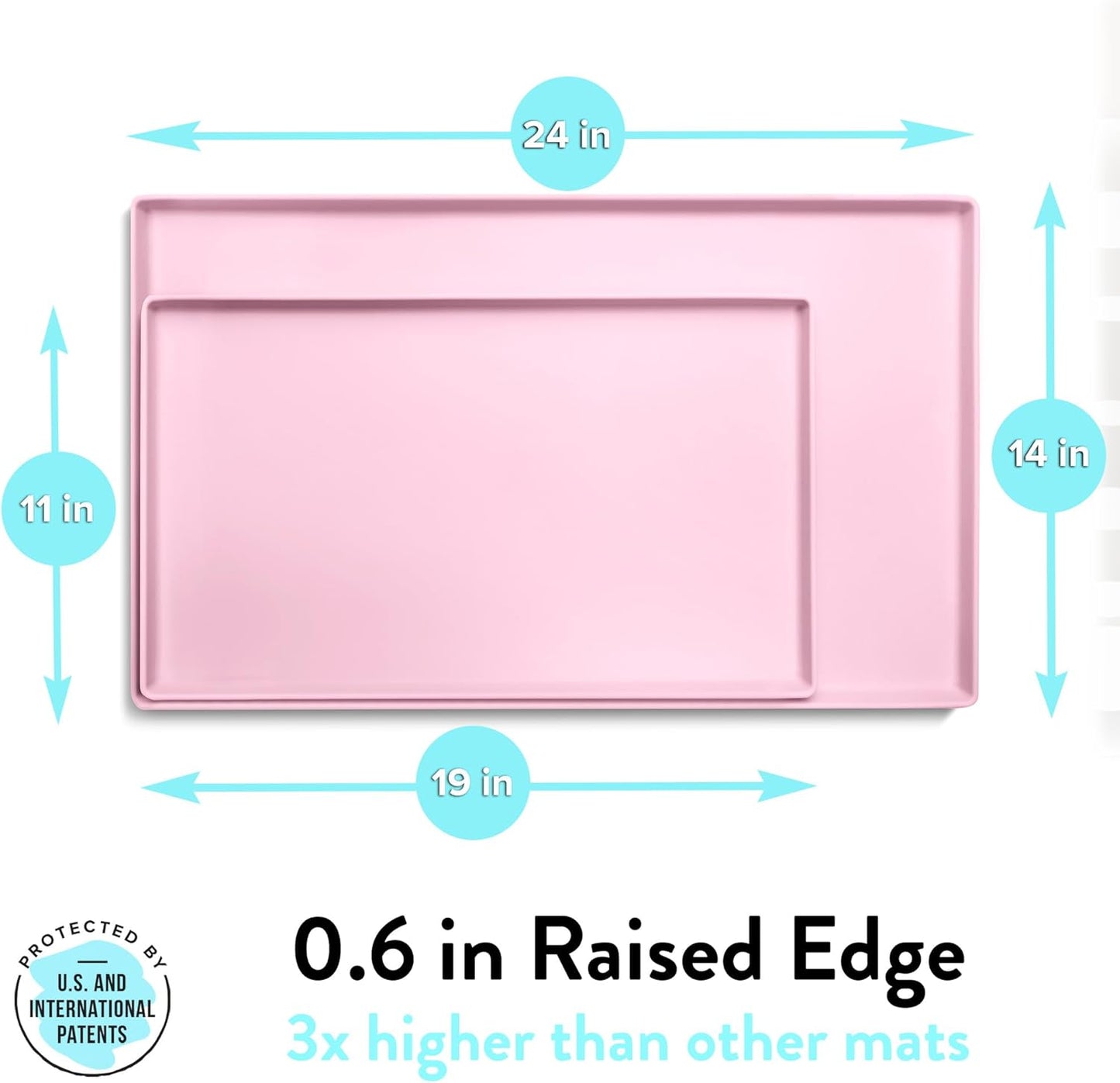 CatGuru Cat Food Mat, Small & Large Pet Feedingd Mat, 100% Waterproof Cat Mats for Food and Water, Silicone Mats for Pet Bowls, Non-Slip Placemat for Water Bowl or Fountain (Small, Pink)