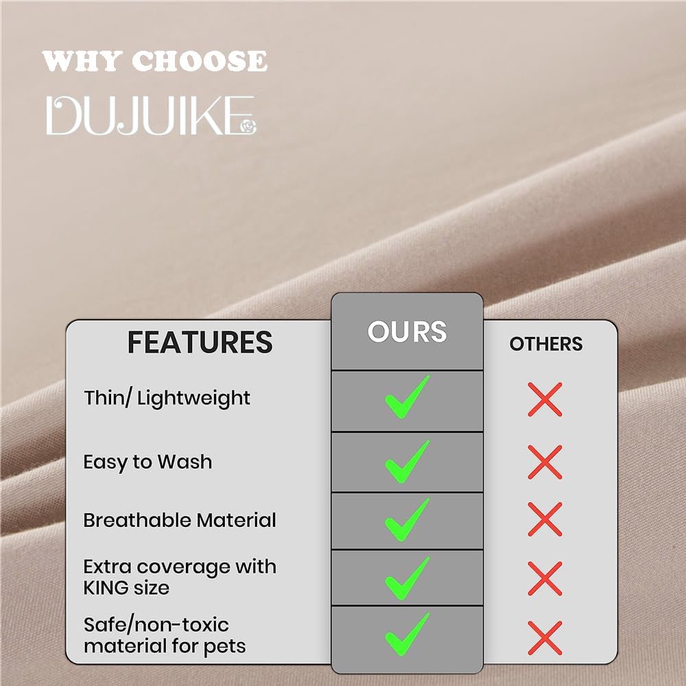 DUJUIKE Waterproof Bed Cover for Dog and Cats,Pet Hair Resistant Bed Sheet Cover, Protective Bed Liner Cover with 100% Waterproof Breathable Thin Fabric (Twin 63 * 90 inch, Camel)