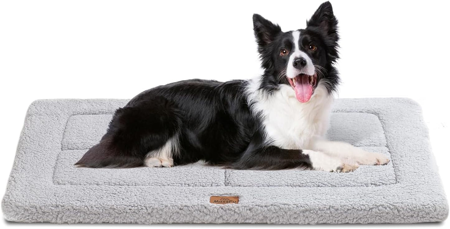 Low-Profile Dog Pad Mat for Large Dogs, Washable Ultra Soft Dog Crate Mat, High Density Foam Pet Beds for Indoor & Outdoor Dogs, 36" x 27", Gray