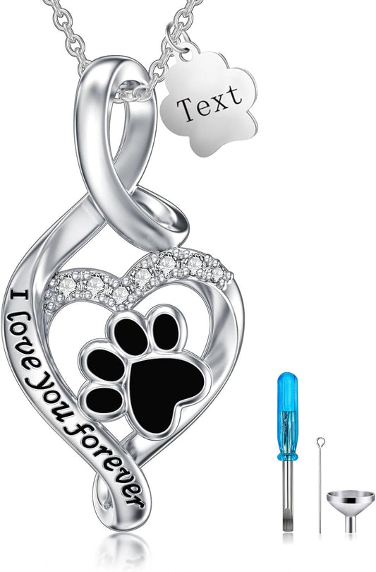 Sterling Silver Pet Urn Necklace for Ashes - Memorial Keepsake for Dog, Cat Pet
