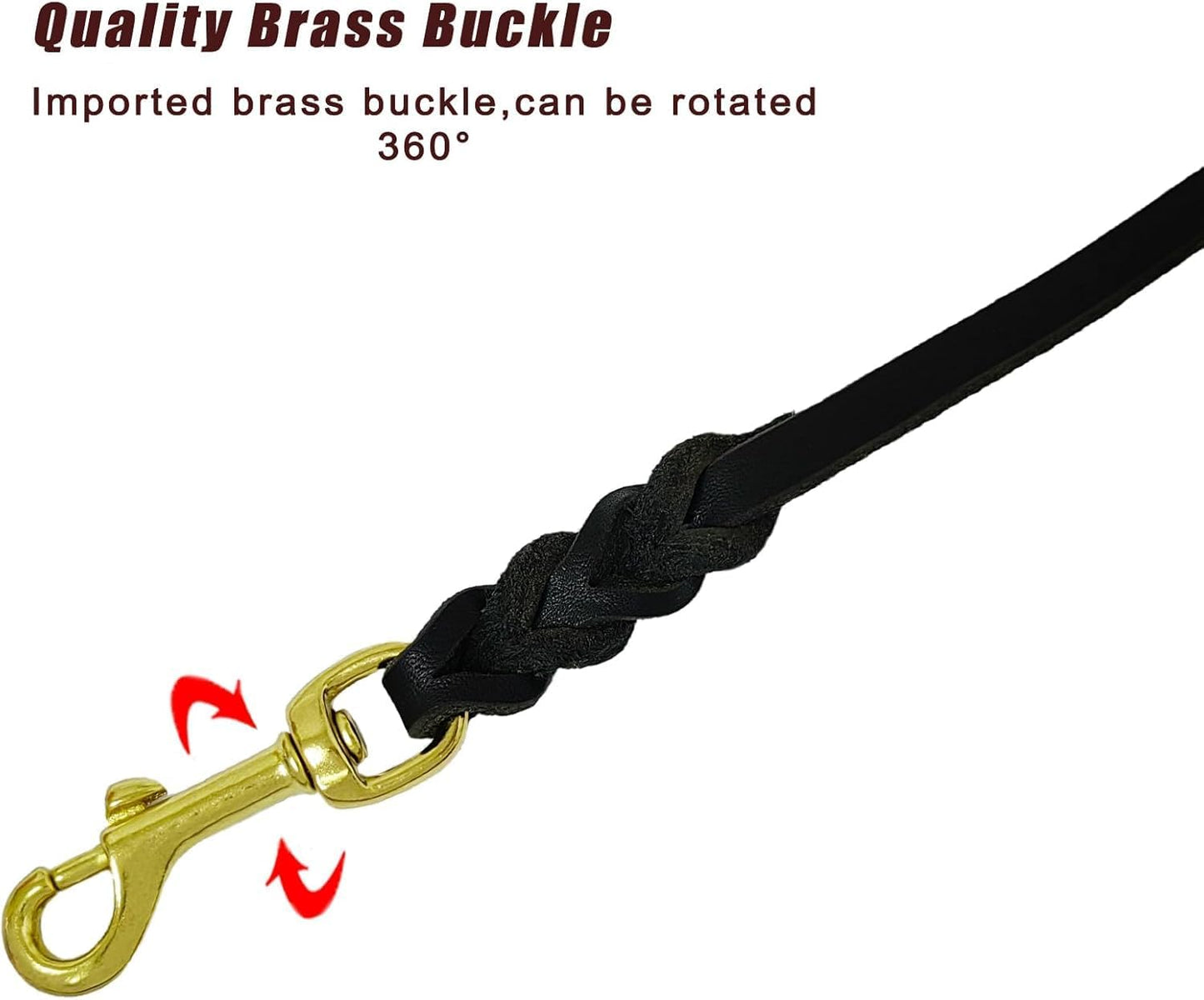 LWBMG Leather Dog Leash 4ft x 1/2 inch, Leather Dog Leash for Small Dogs, Strong Sturdy Genuine Leather Braided Dog Leash, Soft and Comfortable Leather Training Leash for Small Medium Dogs Black