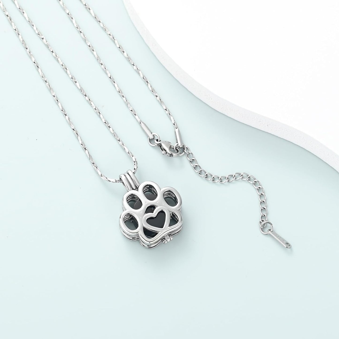 Imrsanl Pet Ashes Necklace Cremation Jewelry for Cat Dog Ashes Pendant Paw Print Urn Necklace for Women Men Keepsake Jewelry for Memorial Locket