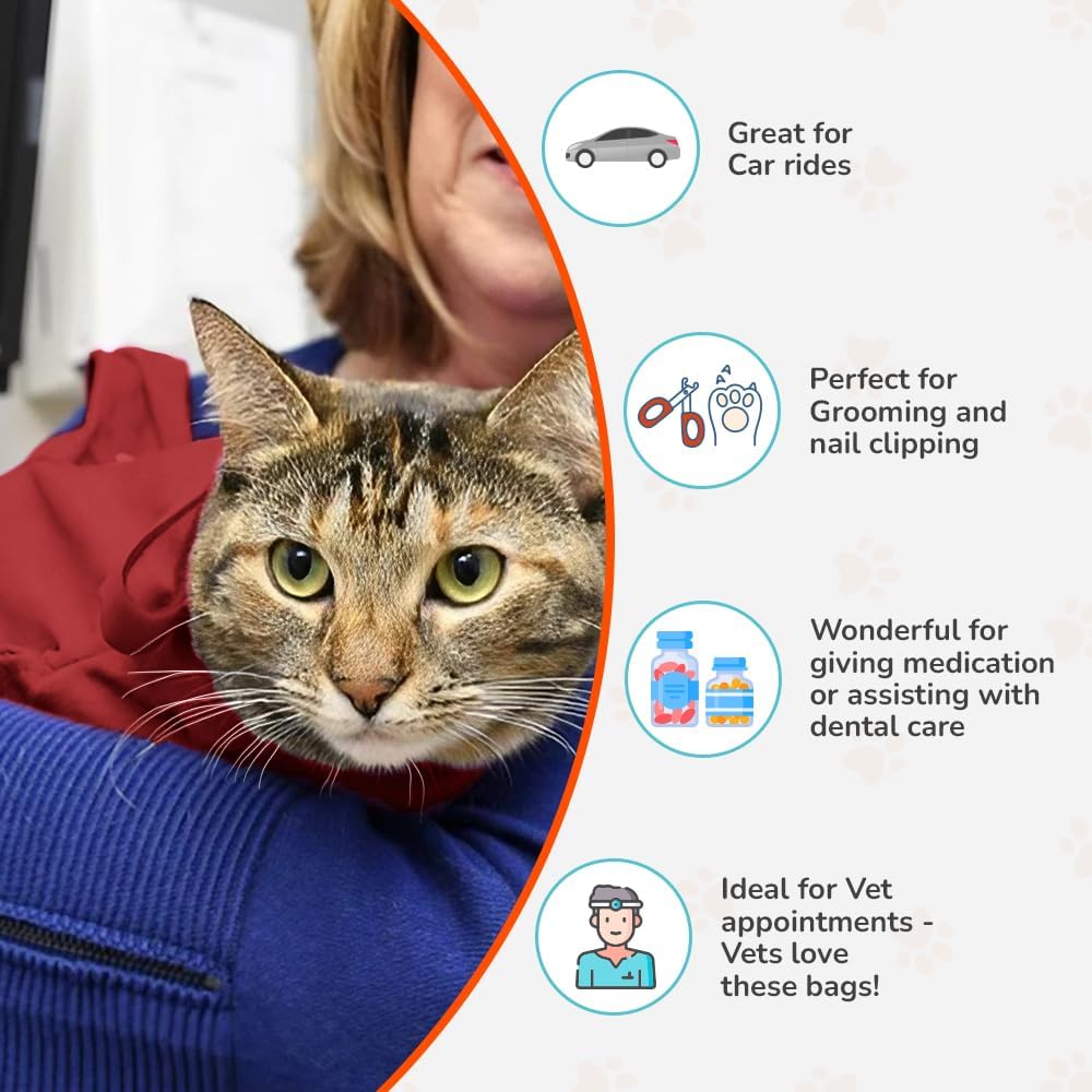Cat-in-the-Bag Cozy Comfort Carrier - Extra Small Red Cat Carrier Soft and Pet Carrier for Nail Trimming, Vet Visits, Medication Administration, Dental Care, and Travel