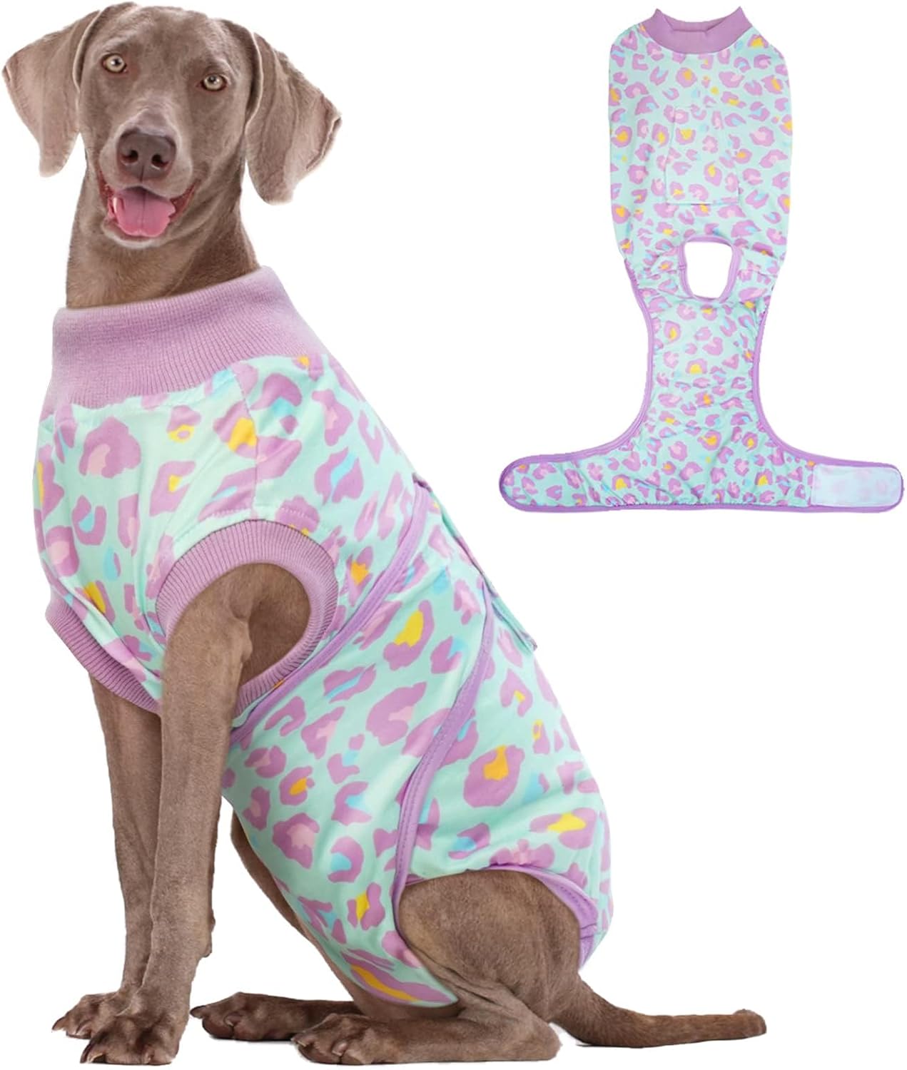 Kuoser Dog Recovery Suit for Dogs After Surgery,Professional Surgical Onesie for Female Male Dogs Spay Neuter,Soft Dog Surgery Suit Bodysuit for Abdominal Wounds Skin Disease,Light Purple Leopard XL