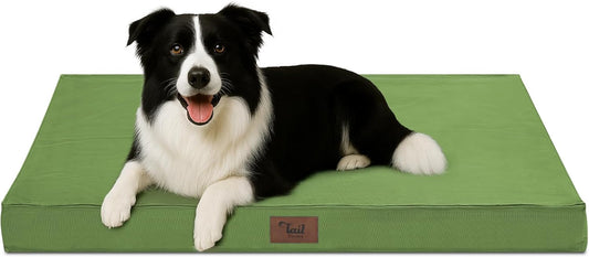 Outdoor Dog Bed for Medium Dogs, Waterproof Dog Crate Bed for Puppy Beds, Orthopedic Egg Crate Foam Pet Bed with Washable and Removable Oxford Cover, Light Green