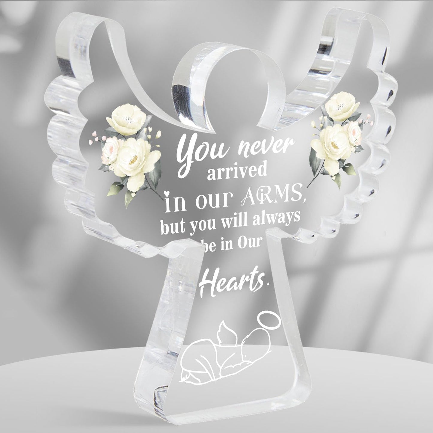 Xendelow Angel Acrylic Memorial Sign, 4x4 inches, Sympathy Gift for Mothers Grieving Loss of Baby, Sentimental Angel Design