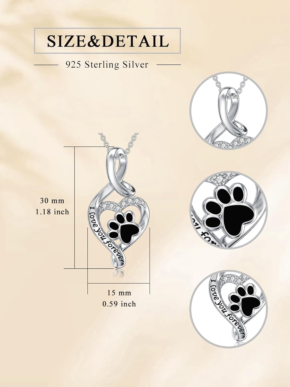 Sterling Silver Pet Urn Necklace for Ashes - Memorial Keepsake for Dog, Cat Pet
