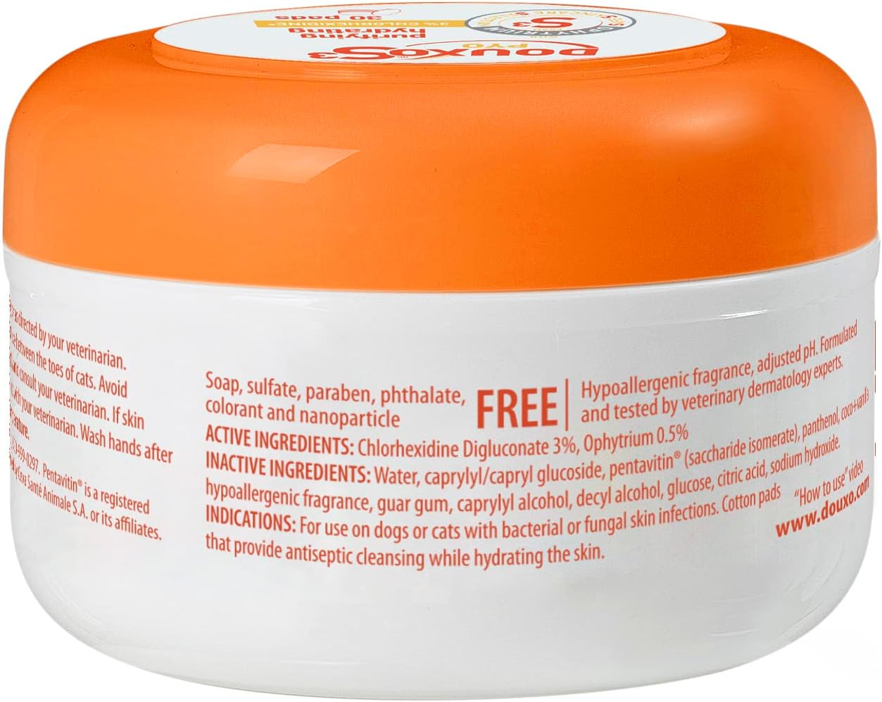 Douxo S3 Pyo Pads, Contains 3% Chlorhexidine & 0.5% Ophytrium, Antiseptic & Hydrating, For Bacterial or Yeast Skin Infections, For Dogs and Cats, 30 Pads