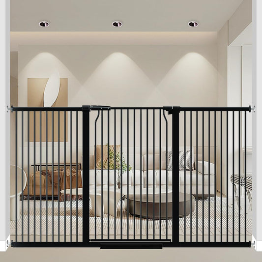 41" Extra Tall and Wide Pet Gate, 65.8-71.2 in Baby Gates with Door for Doorways Hallways, Walk Thru Large Dog Gate Indoor, Auto Close Long Child Safety Gates for Kids Puppy Doggie, Black