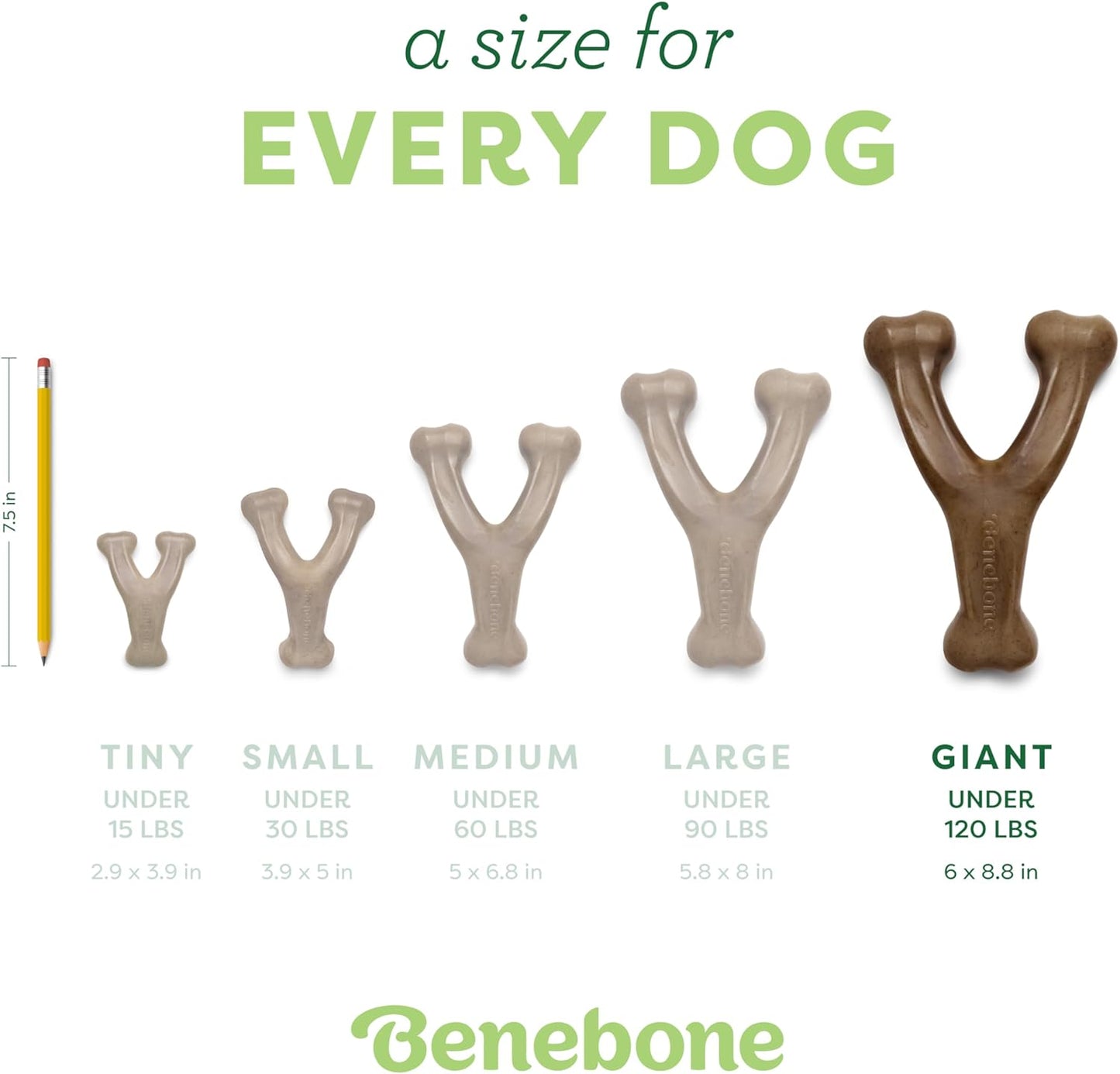 Benebone Wishbone Durable Dog Chew Toy for Aggressive Chewers, Real Peanut, Made in USA, Giant