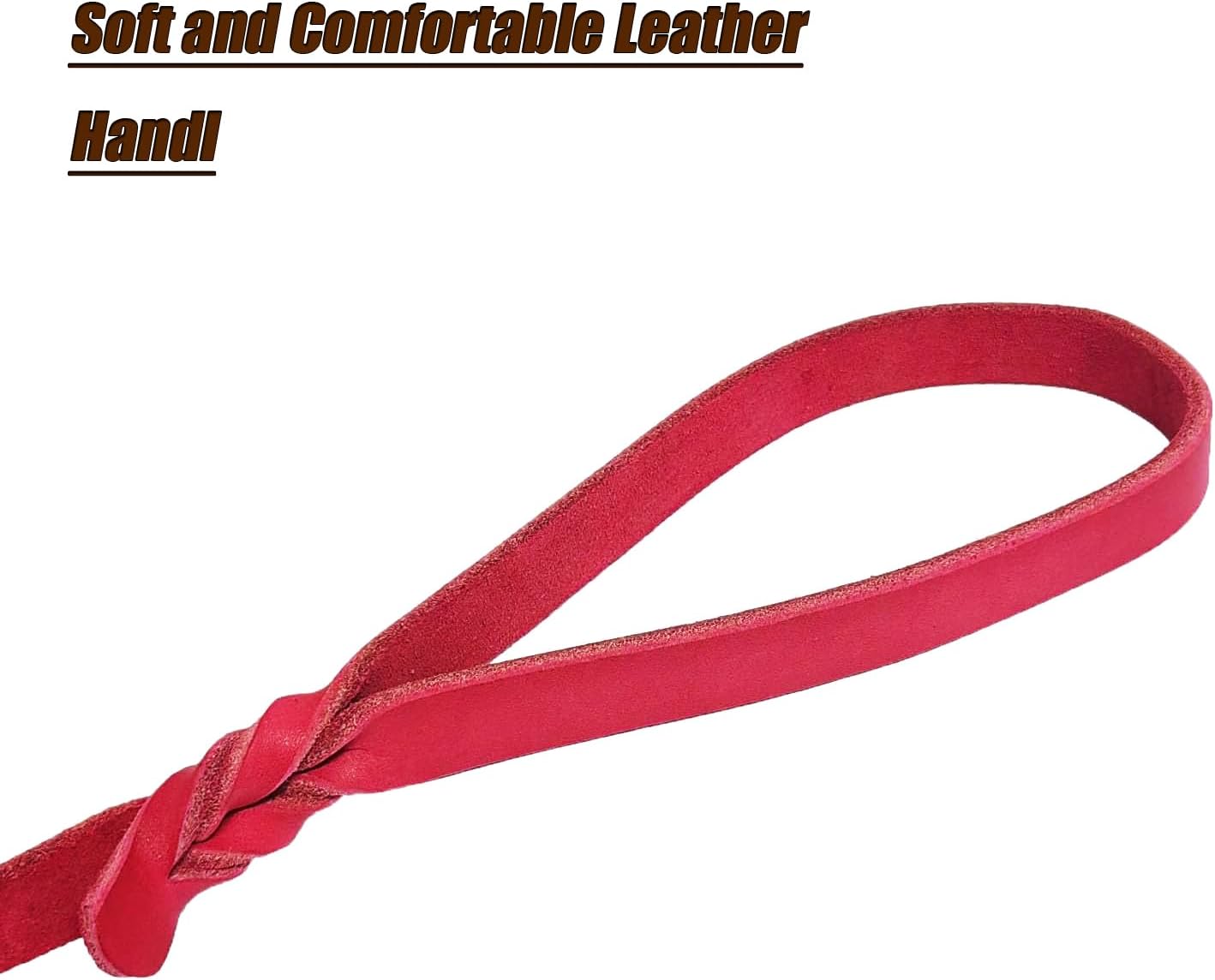 LWBMG Leather Dog Leash 6ft, Heavy Duty Dog Training Leash, Strong Durable Handmade Braided Pet Leashes, Soft and Comfortable Leather Leashes for Large, Medium Dogs Red