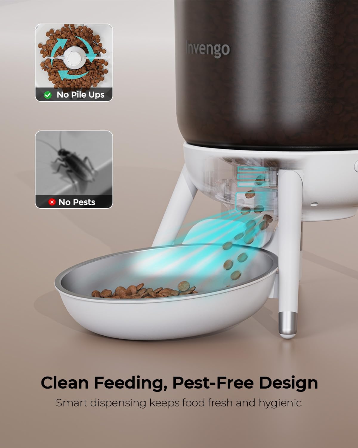 MeowServe B10 Automatic Cat Feeder, 3L Timed Pet Feeder with One-Touch Top Button Feeding, Dual Power, Anti-Bug Design, Visible Hopper, Up to 6 Meals Daily for Cats and Small Dogs