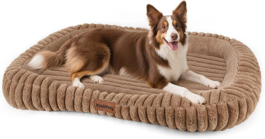 Dog Bed for Extra Large Dogs, Cute XL Dog Bed with Removable Washable Cover & Anti-Slip Bottom, Soft Calming Pet Sofa Bed with Handle for Indoor Pets, 43x31x5inches, Brown