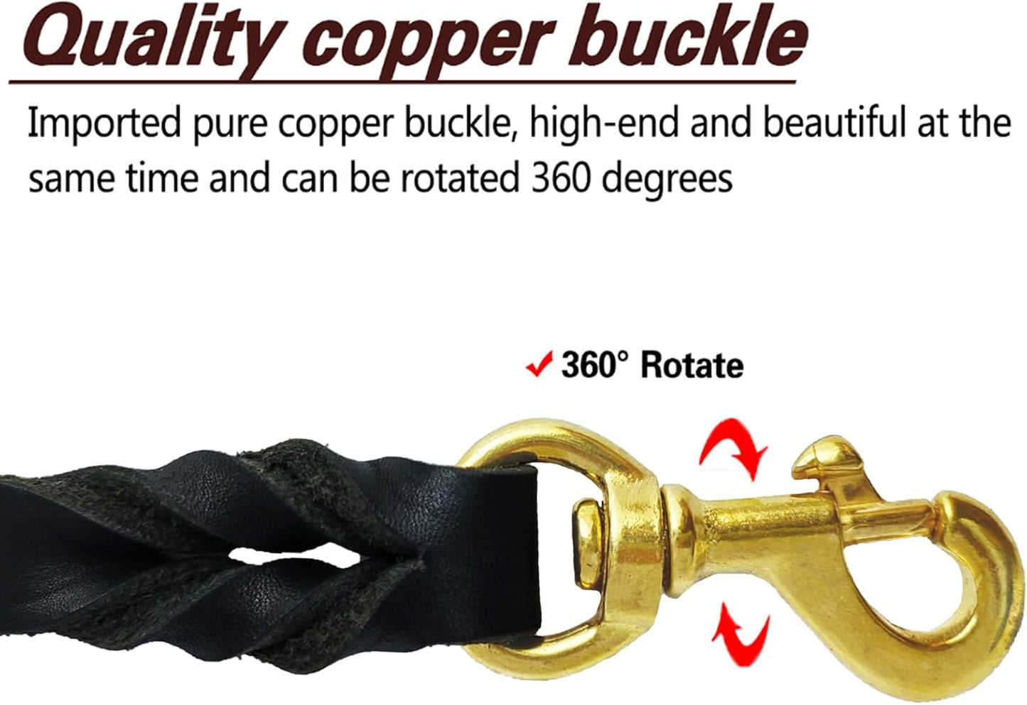 LWBMG Black Leather Dog Leash 6ft x 5/8", Heavy Duty Dog Leash, Strong Sturdy Genuine Leather Dog Leash, Soft Braided Leather Leash for Large, Medium and Small Dogs Training