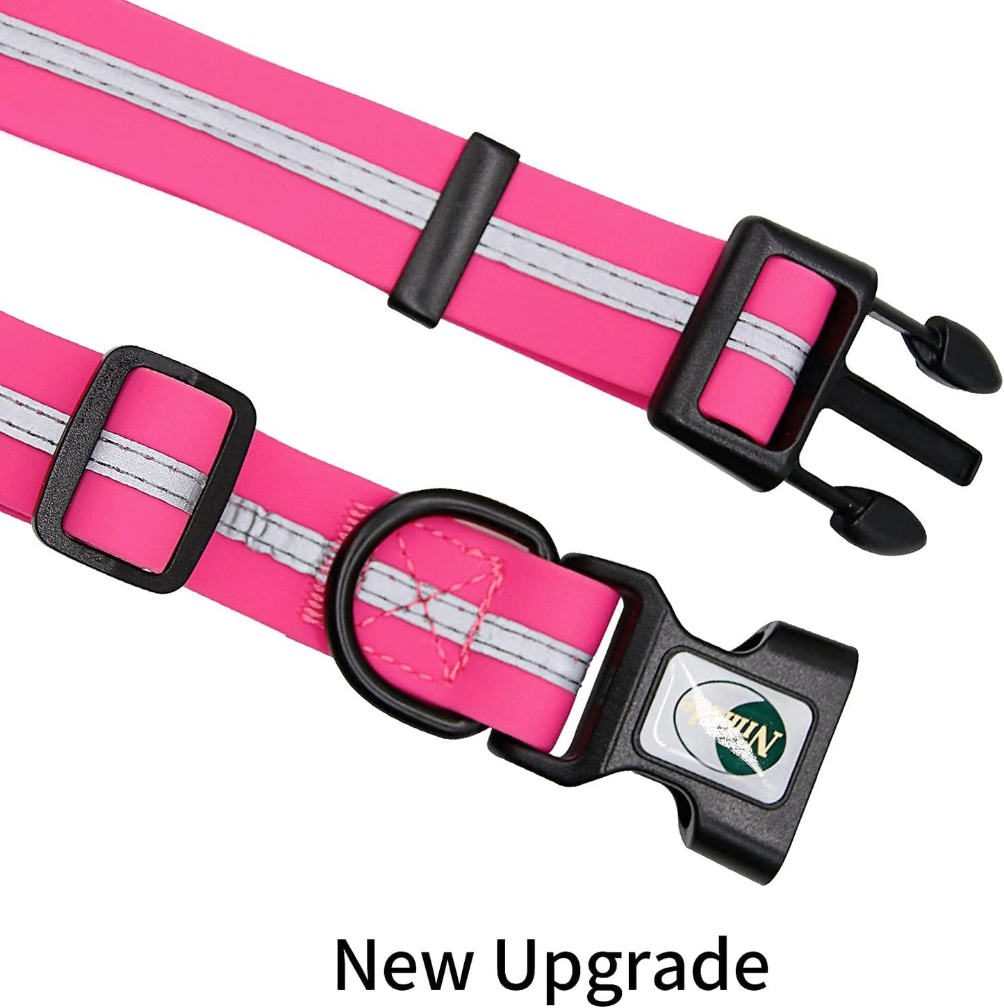 NIMBLE Dog Collar Waterproof Pet Collars Anti-Odor Durable Adjustable Polyester Soft with Reflective Cloth Stripe Basic Dog Collars S/M/L Sizes (Large (15.35”-24.8”inches), Pink)