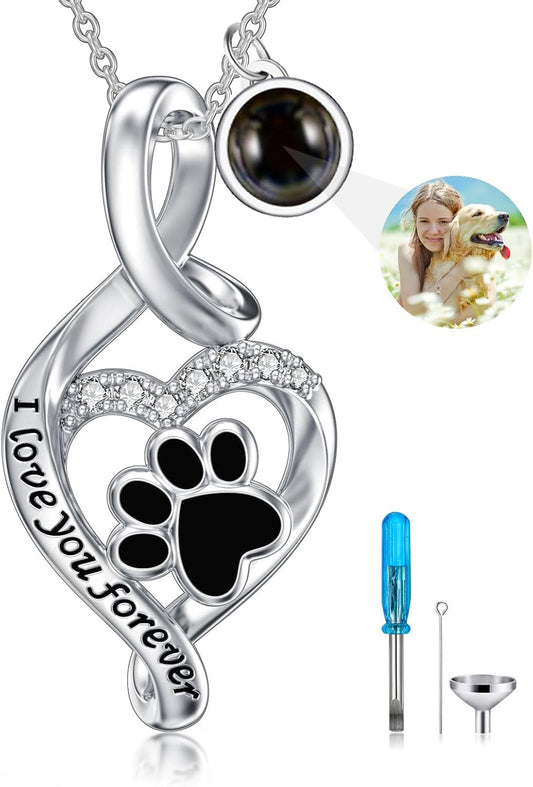 Sterling Silver Pet Urn Necklace for Ashes - Memorial Keepsake for Dog, Cat Pet
