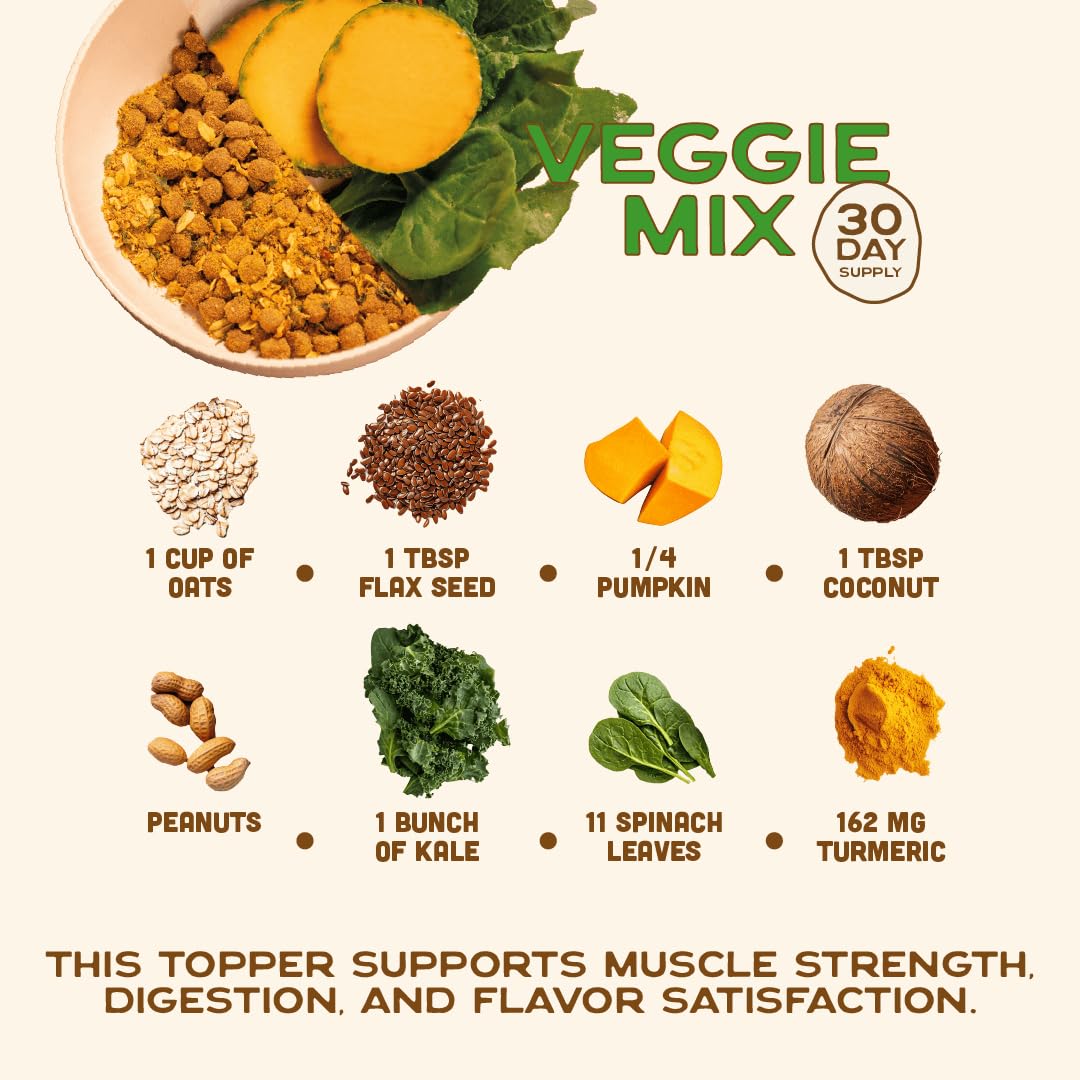 Smart Cookie Natural Dog Food Topper - Veggie - Dog Meal Mixer for All Ages - Vegan Food Topper for Picky Eaters and Boosting Nutrition - Non GMO, Made in The USA - 15 oz Bag (30 Day Supply)