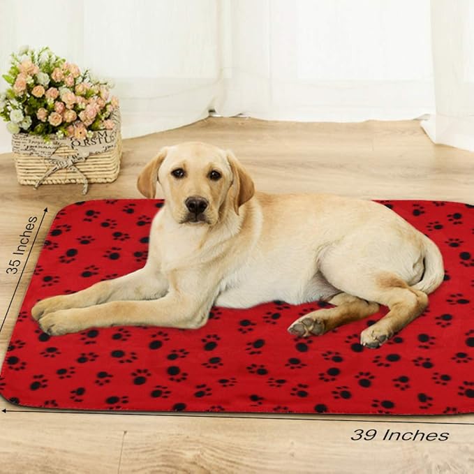 Comsmart Dog Blankets for Small Dogs, 6 Pack Puppy Blanket Cute Paw Print Pet Blanket for Dog, Puppy, Cat, Kitten, 39x35 inches, Red