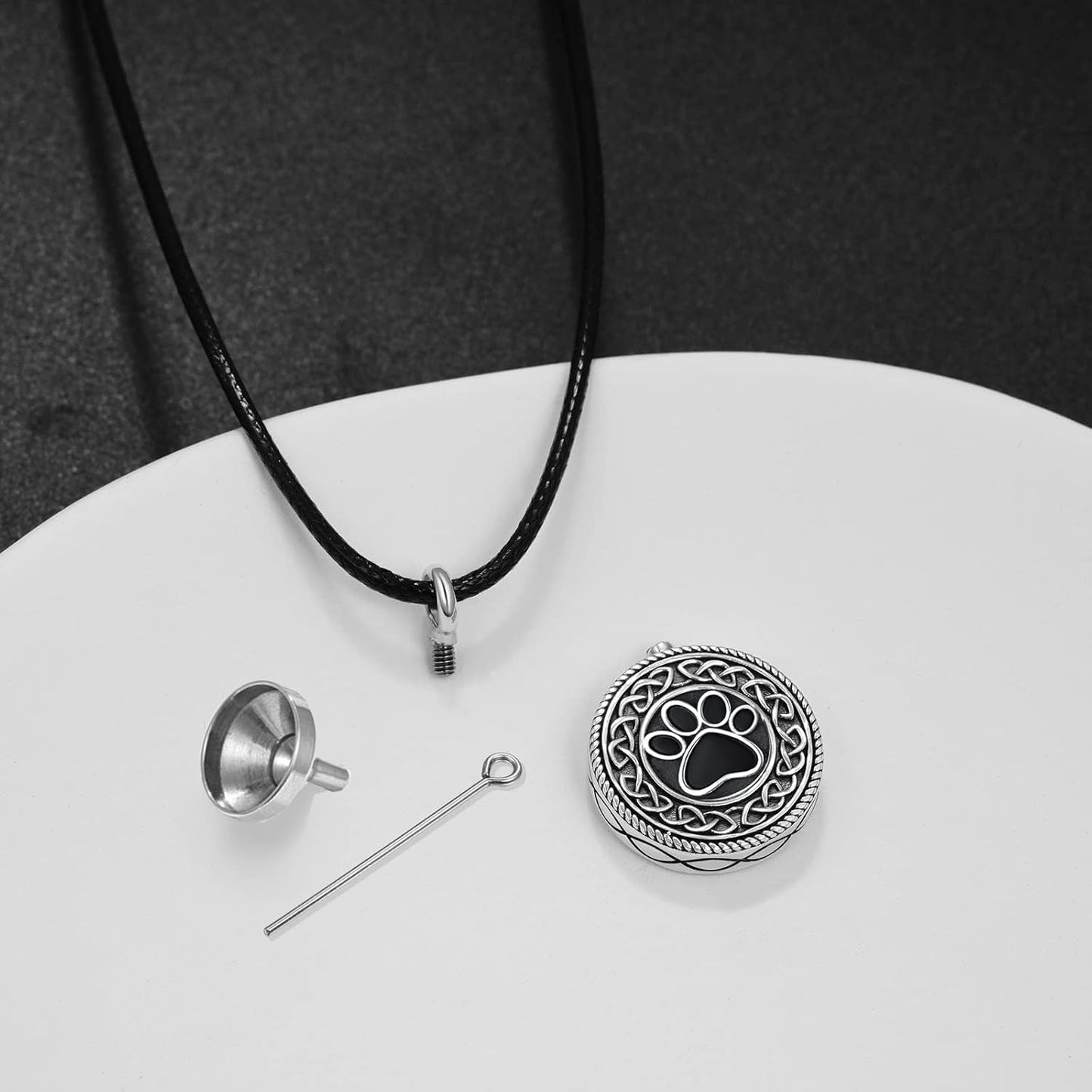 Dreamboat Pet Urn Necklace for Dog Cat Ashes 925 Sterling Silver Paw Print Cremation Keepsake Pendant Celtic Knot Memorial Jewelry Gifts for Women Men