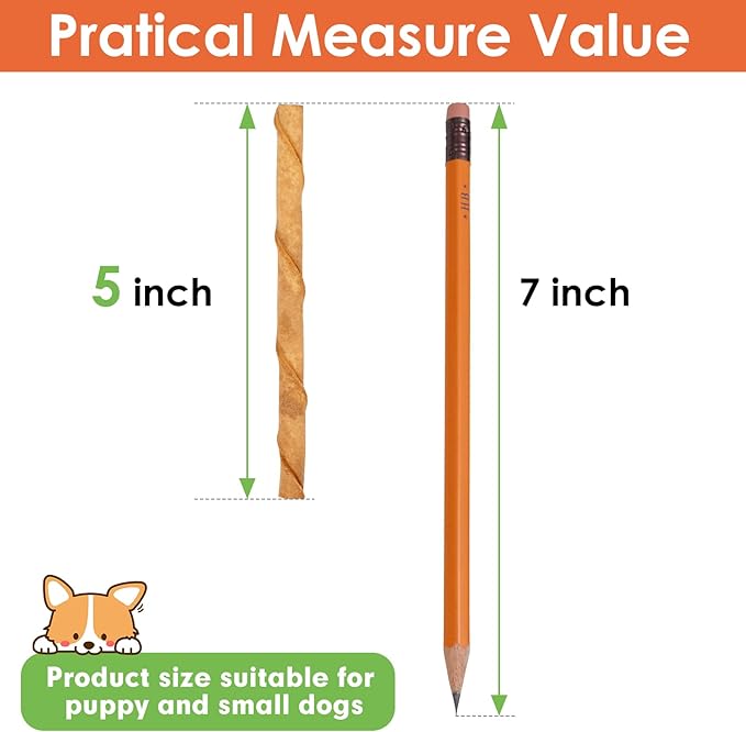 MON2SUN Dog Rawhide Twist Sticks Chicken Flavor 5 Inch Thin Sticks Rawhide Chews Treats for Puppy and Small Dogs 60 Count