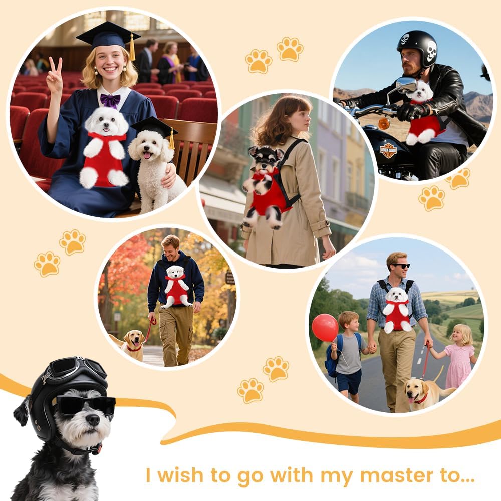 Inspack Dog Backpack Carrier/Cat Carrier, Adjustable Pet Front Carriers Travel Bag for Puppy Medium Dogs, Legs Out, Soft Ventilated Doggie Chest Carry Backpacks for Hiking/Camping, 2.5-4 lbs, Red